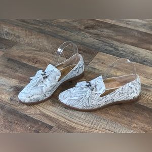 Franco Sarto leather upper reptile tassel slip on loafers shoes size 7M